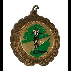 Vintage Medal ~ Running ~ Male Runner ~ Enamel ~ Not Engraved